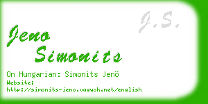 jeno simonits business card